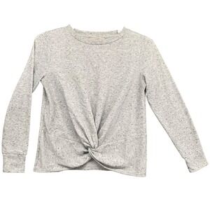 LOFT Women's‎ Gray Speckled Long Sleeve Twist Front Top M Medium